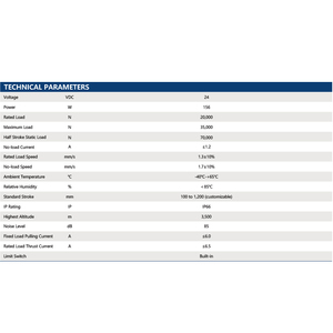 Aktuator Linear PrimoPal Solar Tracker, Sinkronisasi 1.7mm/s, 30000n, Stroke 1000mm-1100mm, Heavy Duty, Aktuator Linear Elektrik 24V - Product Image 4