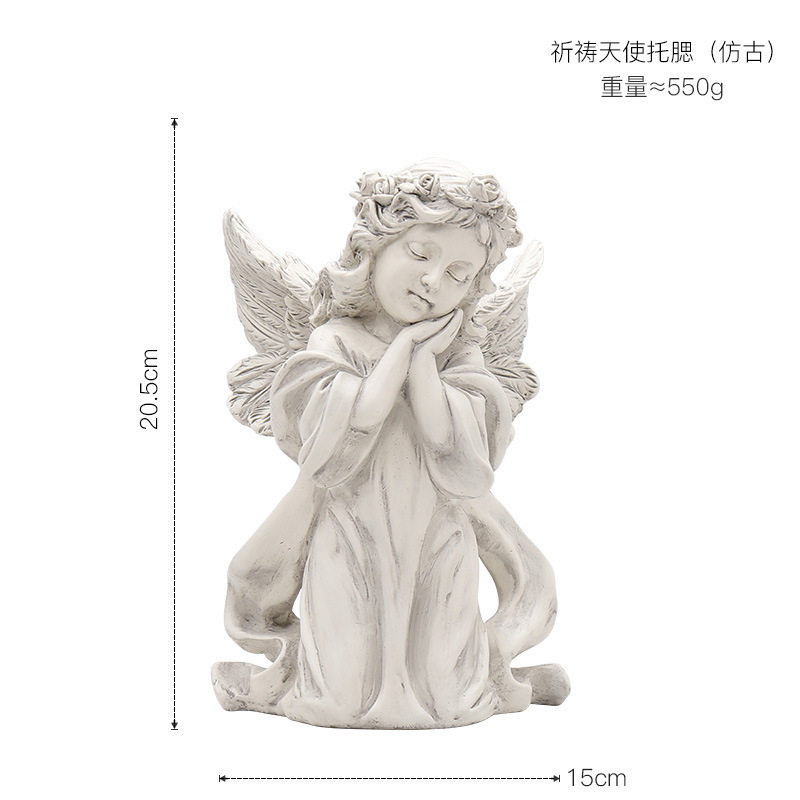 Praying angel with chin rest figurine-antique style