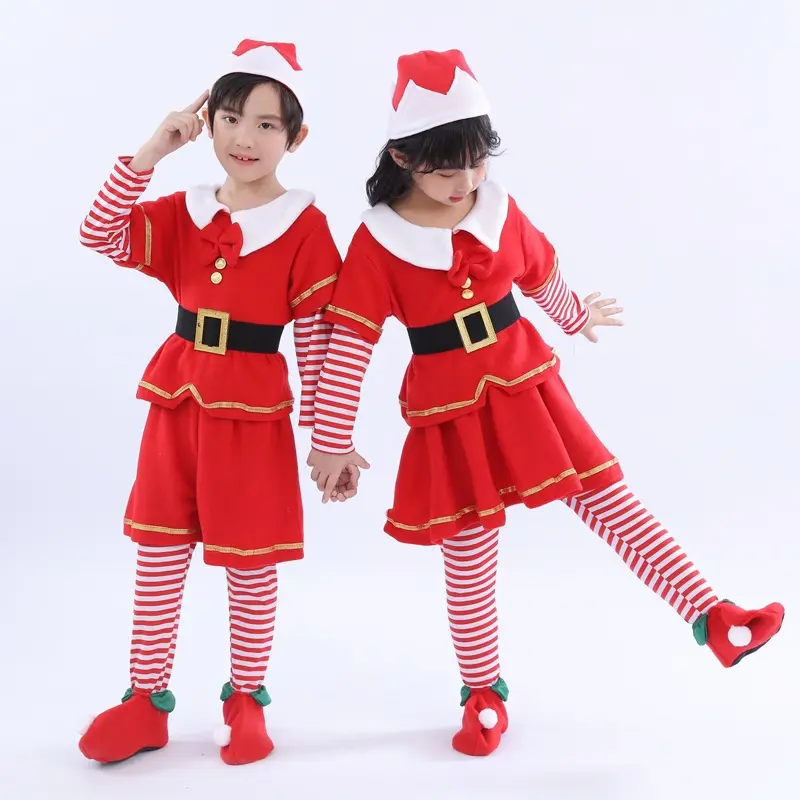 Drop Shipping abbigliamento natalizio per bambini Costume regalo velluto ragazzi e ragazze vestiti di natale