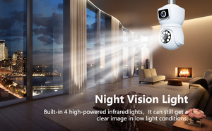 V380 4MP หลอดไฟเลนส์คู่กล้องรักษาความปลอดภัยสีเต็มรูปแบบภาพพาโนรามา355องศาสำหรับการตรวจจับของมนุษย์กล้องอินเทอร์คอมแบบคู่ - Product Image 5