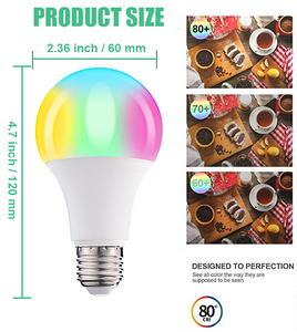 RGBW調光可能5W10W 15W20WLED色変更電球リモートコントロールスマートRGB電球E26/E27/B22ベースメモリ機能 - Product Image 3