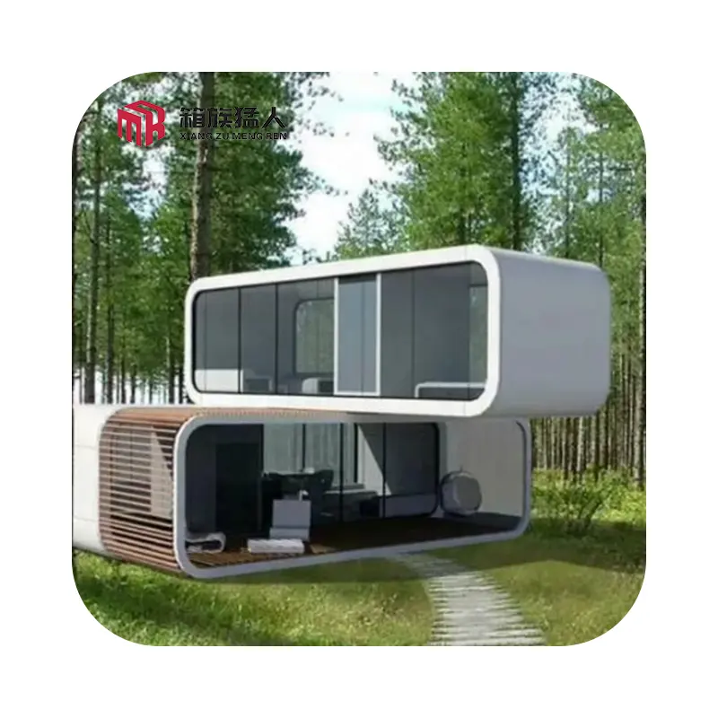 Kit di spedizione prefabbricato per casa piccola casa con camera da letto 20ft 40ft Apple pod log capanna di dimensioni personalizzate