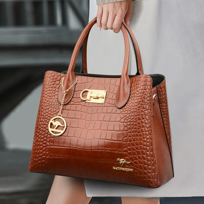 2024 New Patent Leather Crocodile Leather Handbags Para Mulheres Senhoras Sacos De Ombro Único Vintage Pu Purse Bag