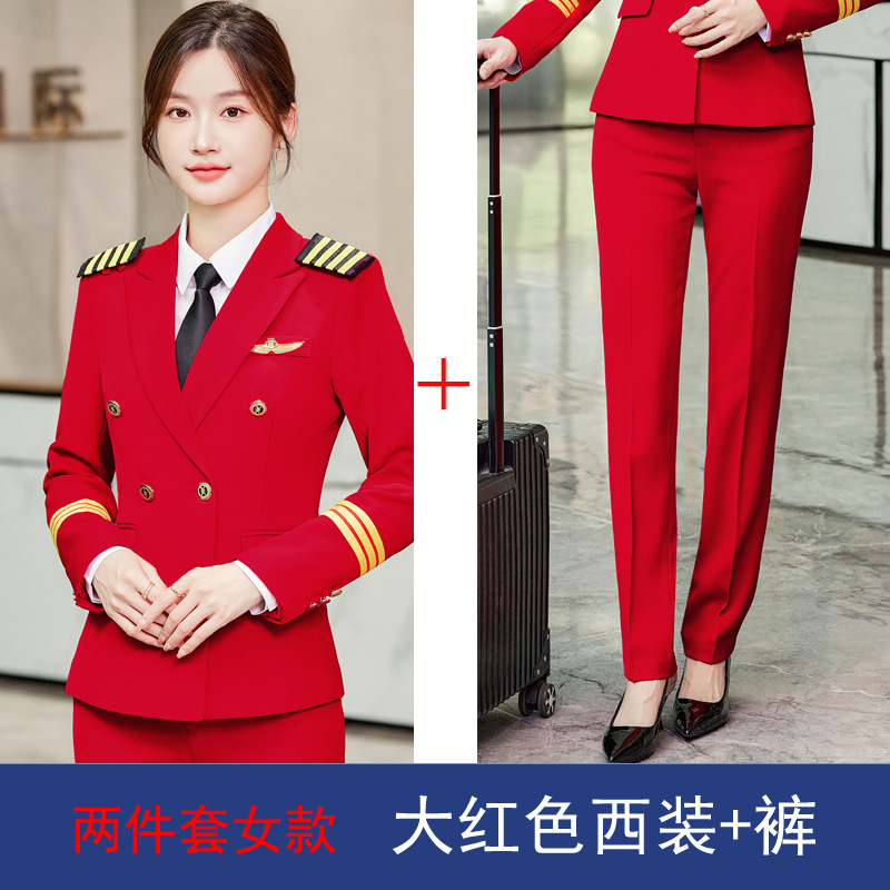 Veste rouge vif (femme) + pantalon