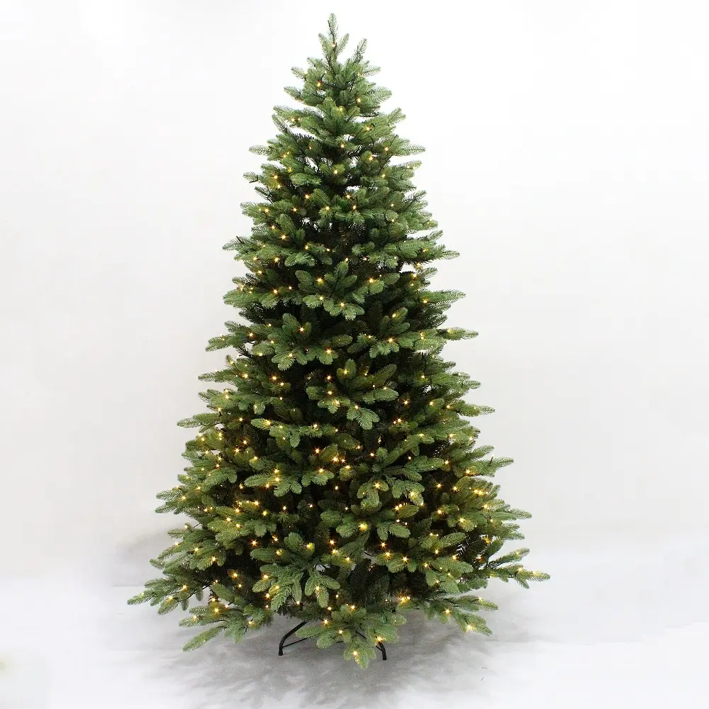 Árbol de Navidad con bisagras de abeto Premium, decoración de árbol de PVC PE con luces LED, 5 pies
