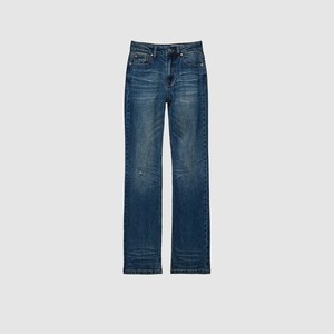 Quần jeans nữ ống loe cạp trung cao kiểu retro, ôm dáng, chất liệu denim, màu vintage, xước nhẹ, phong cách Y2K - Product Image 4