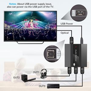 Divisor de Audio óptico Digital 1x3 Cable de fibra Toslink SPDIF óptico para Barra de sonido de TV compatible con LPCM2.0/DTS/ - Product Image 2