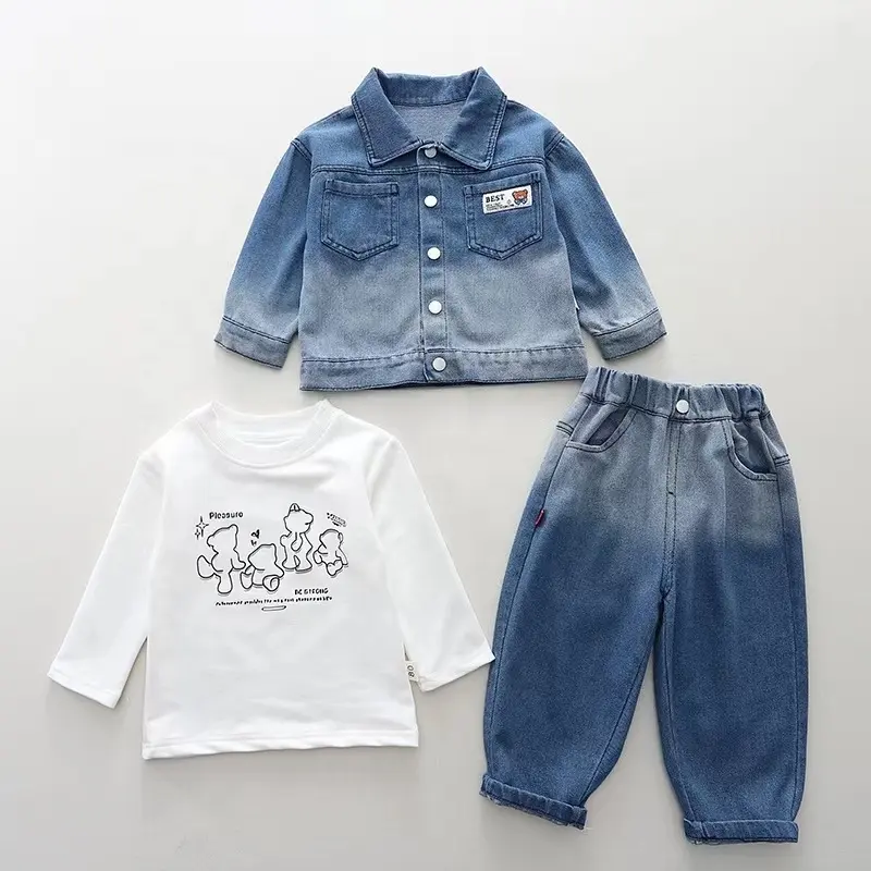 Preiswert 1 2 3 4 5 jahre alt Großhandelspreis Kleinkind Jeans-Babyanzug für Jungen Herbst Kleinkind Jungenkleidung Mode Kinderkleidung