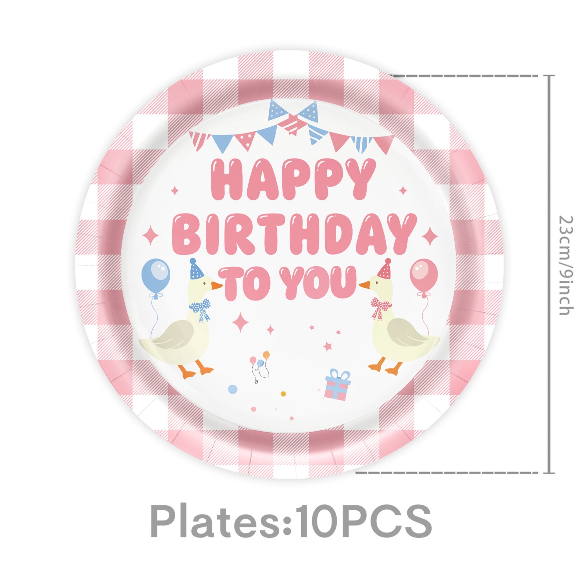Assiette en papier rose 9 pouces 10pcs