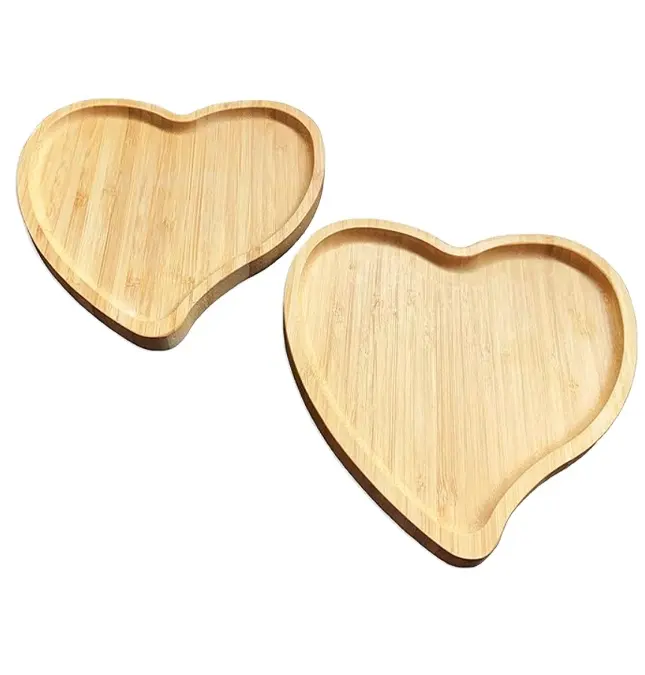 Vassoio creativo per stoviglie in legno per snack di frutta arredamento rustico intagliato a mano in legno a forma di cuore piatto