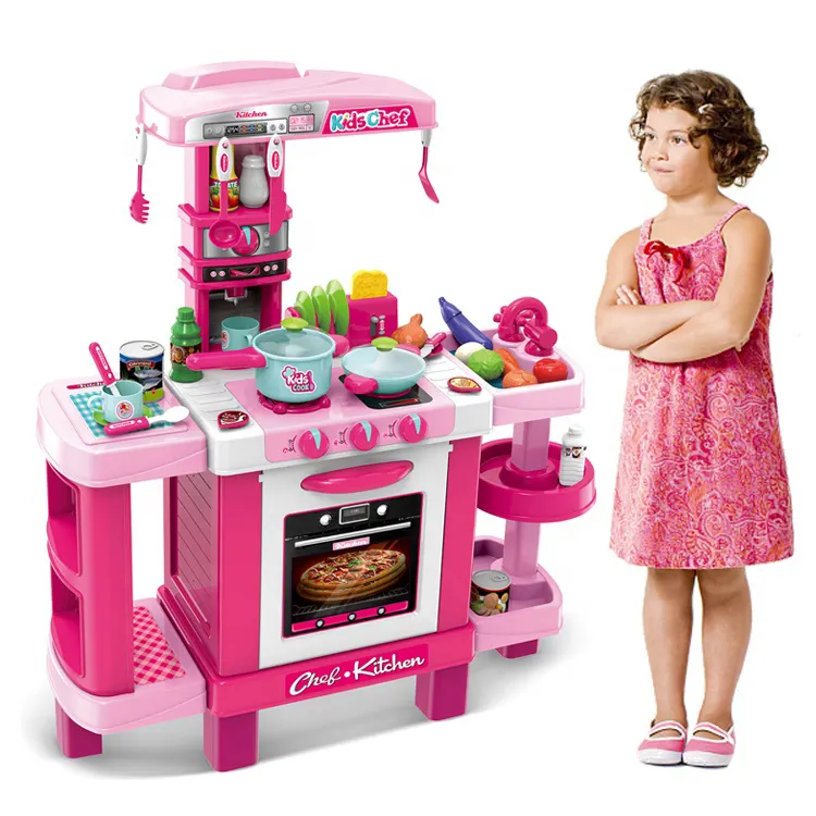Induction Cooking Table Pretend Play Toy Kitchen For Girl