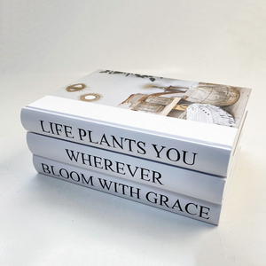 หนังสือตกแต่งกองหนังสือหน้าเปล่ากับพืชปลอม - Product Image 5