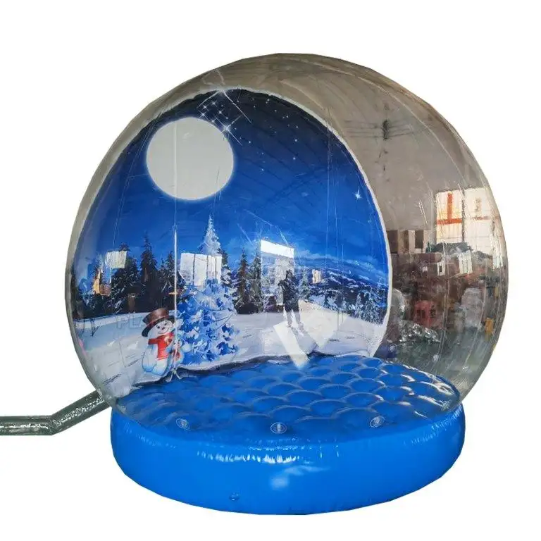 Gigante evento all'aperto natale PVC 3 metri trasparente dimensione umana babbo natale gonfiabile globo di neve con ventilatore