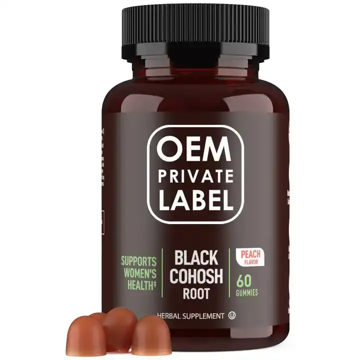 Biocaro OEM Hot Flashes bantuan Gummies tapak suplemen untuk wanita Black Cohosh akar Gummies dengan ekstrak alami
