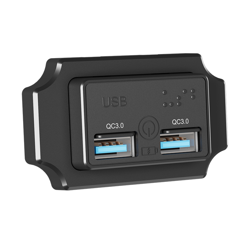 Version Braille 2 USB-A 2 QC3.0 18W+18W avec interrupteur tactile