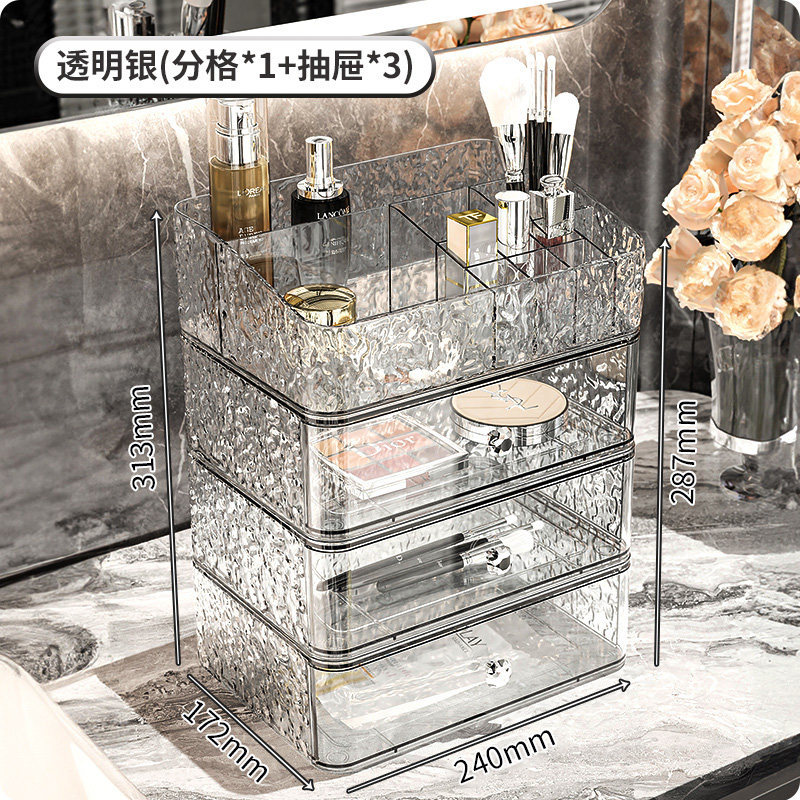 Transparent compartments *1 drawer *3 (water ripple pattern)