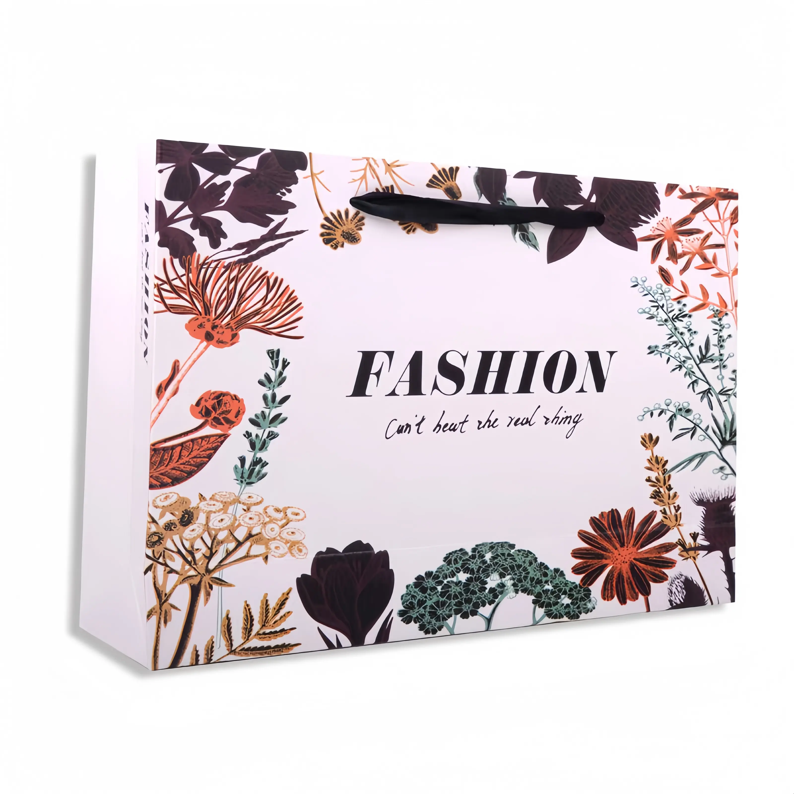 Auf Lager Mode Blumenmuster mit Ihrem eigenen Logo für Kleid Jacke Hosen Kleidung Shopping Geschenk Schmuck Verpackung Papiertüte