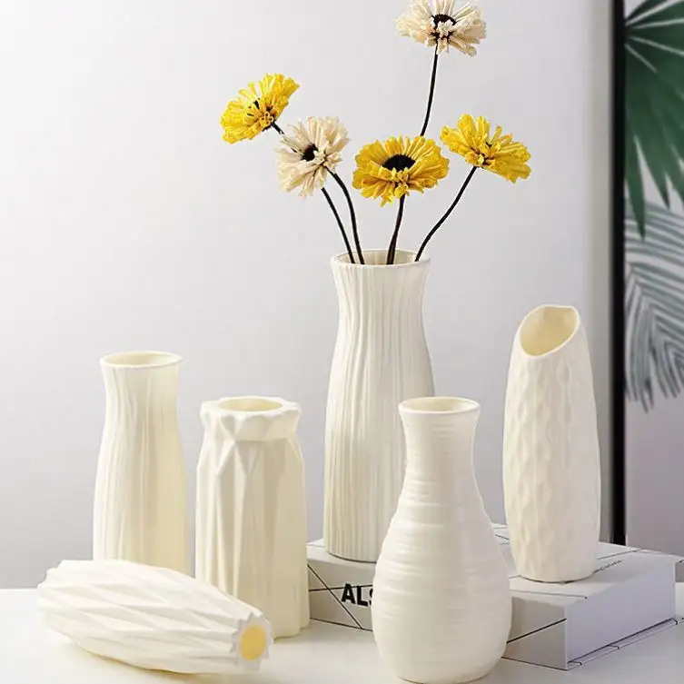 Vaso de flores de plástico, vaso de flores de plástico para decoração de casa, vaso arranjo de flores, estilo nórdico, decoração de casa