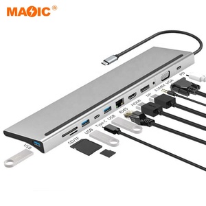 12 En 1 Usb Hub 4K HDMI DP Vga Rj45 Ethernet SD TF PD Usb 3,0 Hub Tipo C USB C Hub Estación de acoplamiento para computadora portátil - Product Image 2