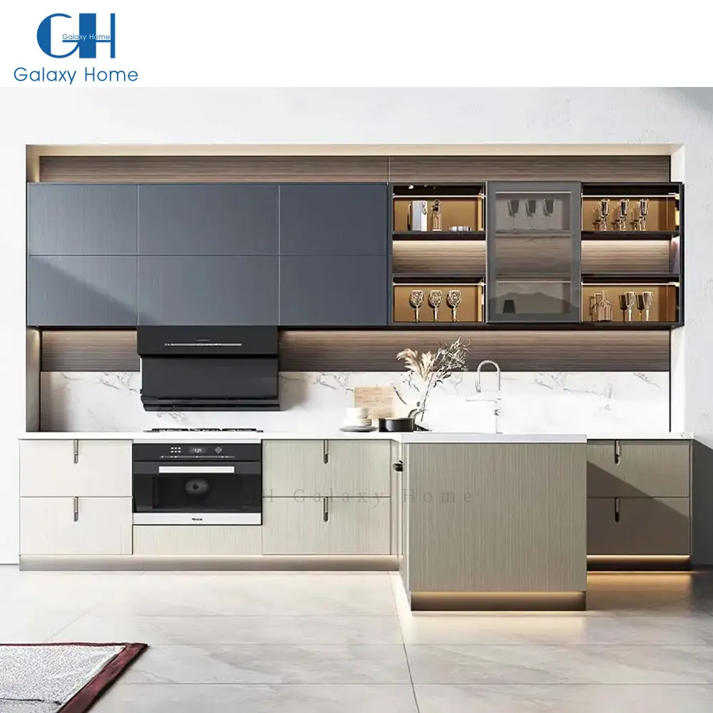 GH panty-armario Modular de lujo personalizado para el hogar, muebles modernos de melamina de madera maciza, de cocina