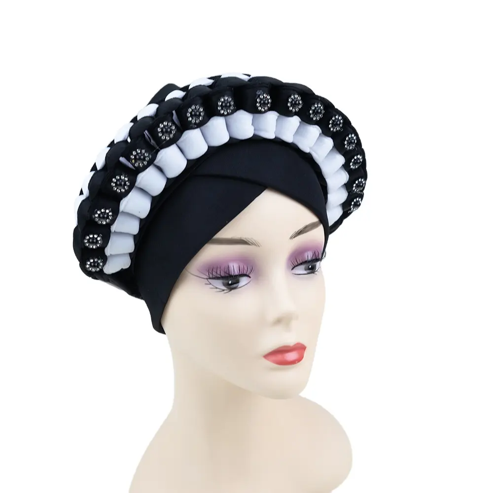 MH-1085 بالجملة عماعة الفتيات قبعات النساء غطاء المرأة حجر الراين ربطات الشعر قبعة الهند غطاء الرأس