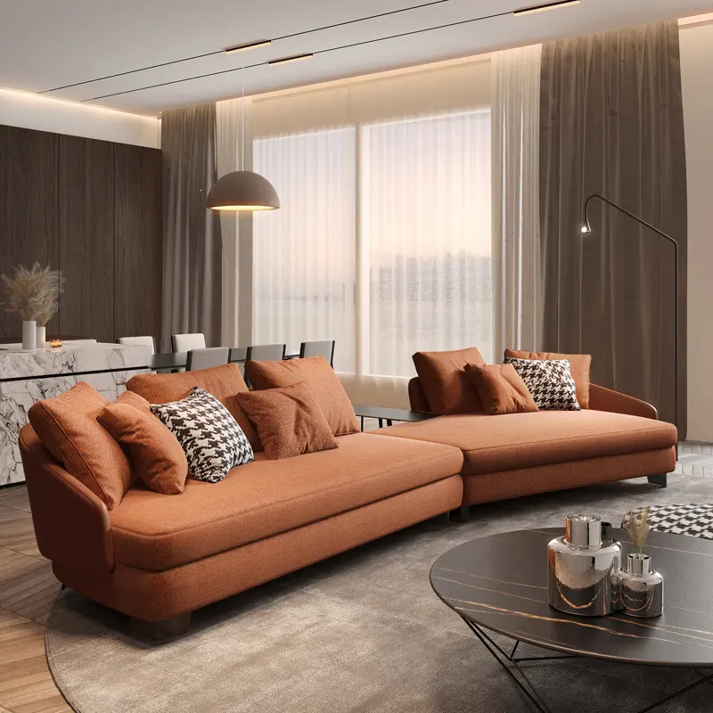 Sofá italiano ligero de cuero de imitación para sala de estar, moderno y sencillo, nórdico, Muebles personalizados