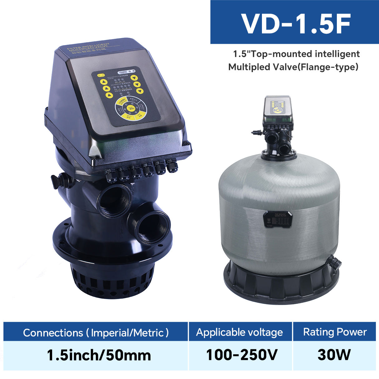 Moule supérieur noir VD-1.5F (type à bride)/1,5 pouces