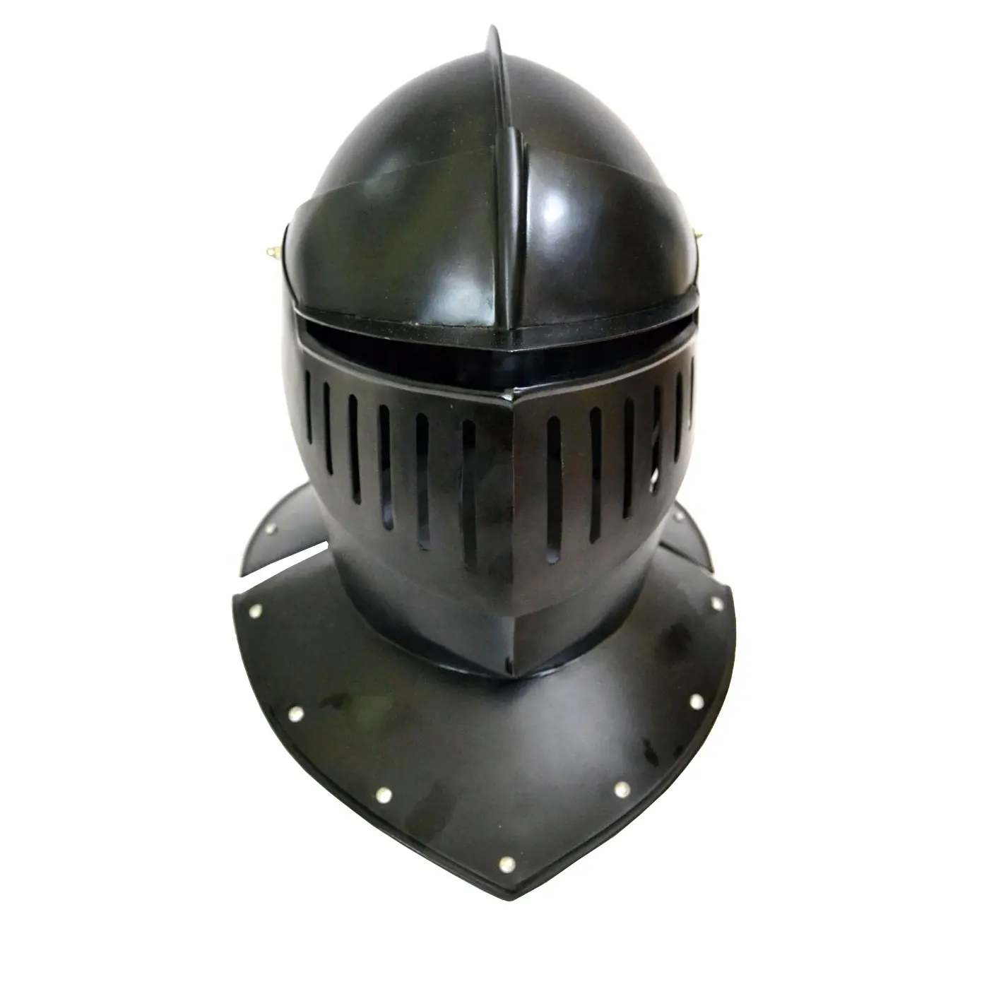 Black color metal medieval armor helmet with Powder coated knight armor helmet for reenactment events Decor