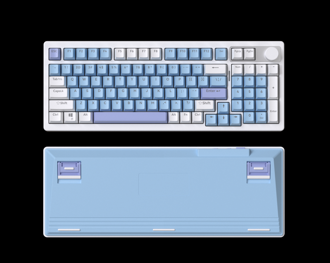 Azul y Blanco Gris Oscuro y Azul Claro