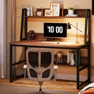 Escritorio de ordenador moderno de 47 pulgadas con estantería Hutch, mesa de escritura de estudio ajustable grande para diseño de esquina de oficina en casa - Product Image 4