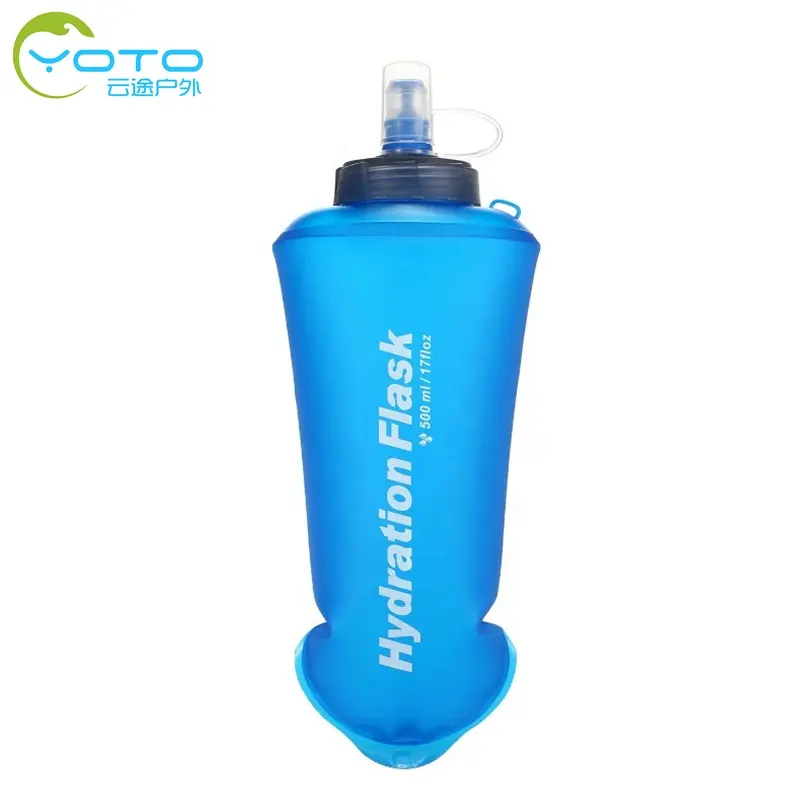 Bouteille d'eau pliable et pliable pour sport en plein air 500ML, sans BPA, flacon souple en TPU, pour la course à pied et la course