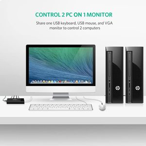 UGREEN USBKVMスイッチボックス2ポートVGAビデオ共有アダプター2in1出力手動スイッチャー高解像度出力 - Product Image 2