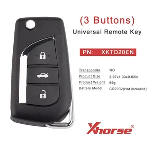 VVDI Mini/anahtar aracı Max için Toyota tipi tel uzaktan anahtar 3 düğmeler için arayüz XKTO20EN evrensel uzaktan anahtar 2. Nesil - Product Image 2