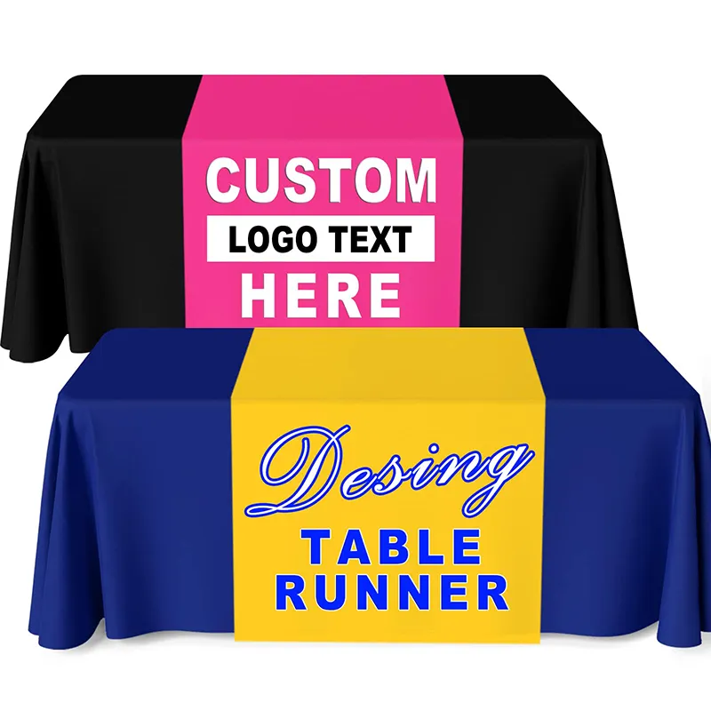 Mantel con logotipo de empresa personalizado camino de mesa impreso para bodas, cumpleaños, eventos