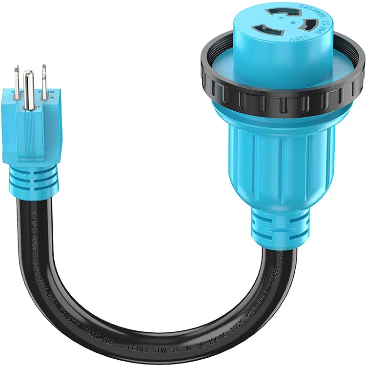 30A Twist Lock Marine Cable de alimentación 5-15P macho a Twist Lock hembra RV adaptador de enchufe para cargador EV y W