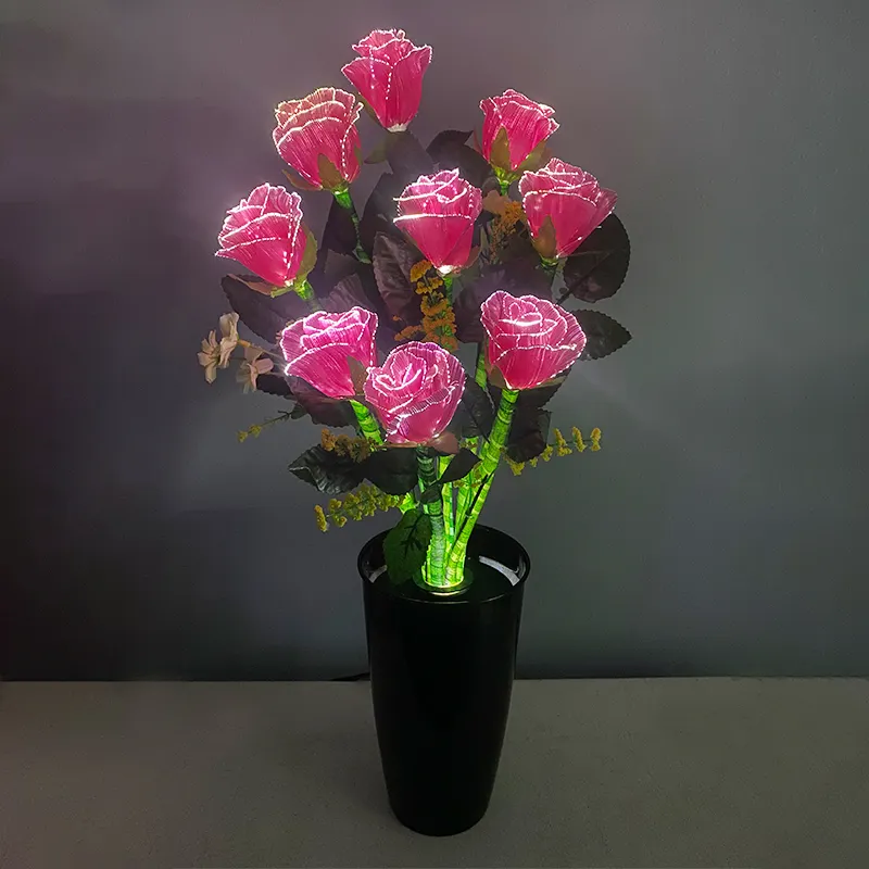 Led Rose Tischlampe 45 cm Stecker Blume Nachtlicht romantisch Hochzeit Schlafzimmer Innendekoration Rose Blume Bonsai Baumlicht