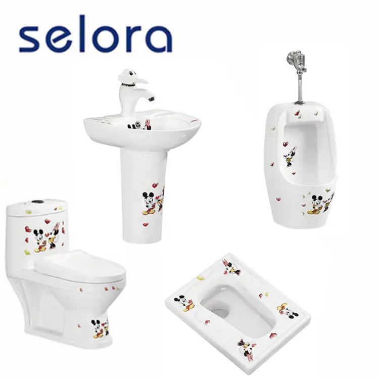 4 stück set goldene kinder suite washdown badezimmer wc mit waschbecken