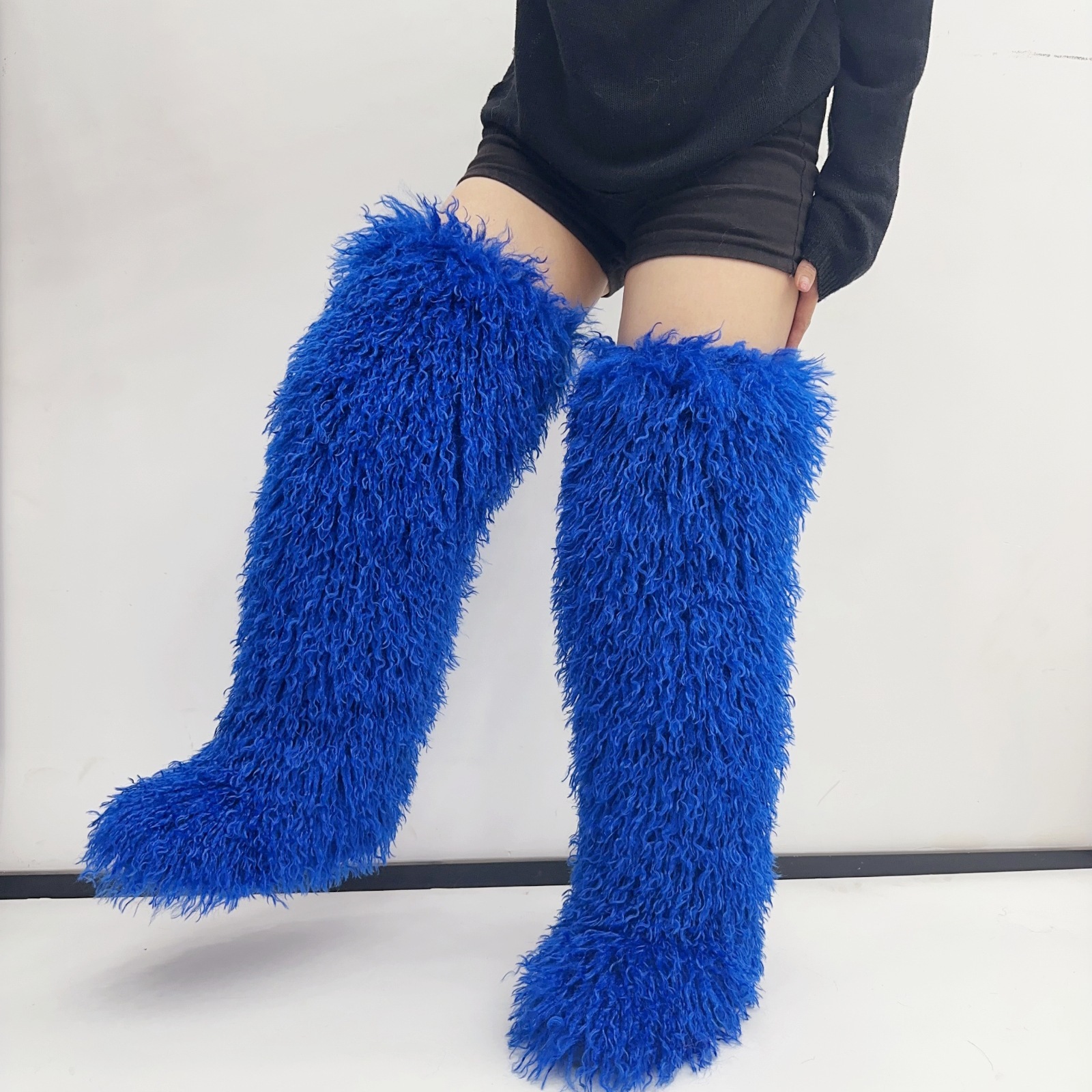 72cm imitation tan sheep sapphire blue