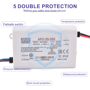 MEAN WELL APC-35-350 35Wスイッチング電源28-100VDC出力IP42短絡/過電圧保護LEDアプリケーション