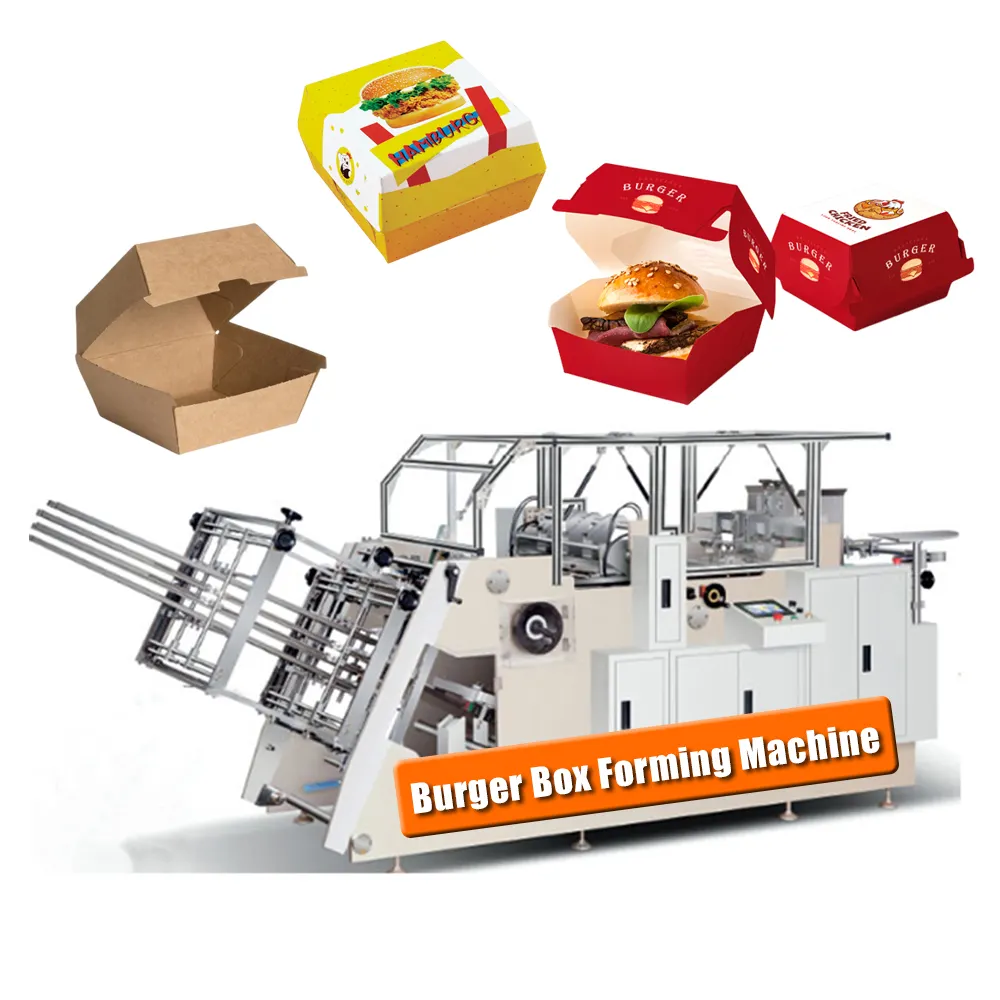 Máquina automática para fazer lancheiras de papel para viagem, termoformadora descartável para hambúrgueres, máquina formadora de lancheiras