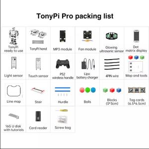 TonyPi Pro: Hiwonder человекоидный робот, профессиональный комплект для разработки с питанием от Raspberry Pi 4B 4 Гб
