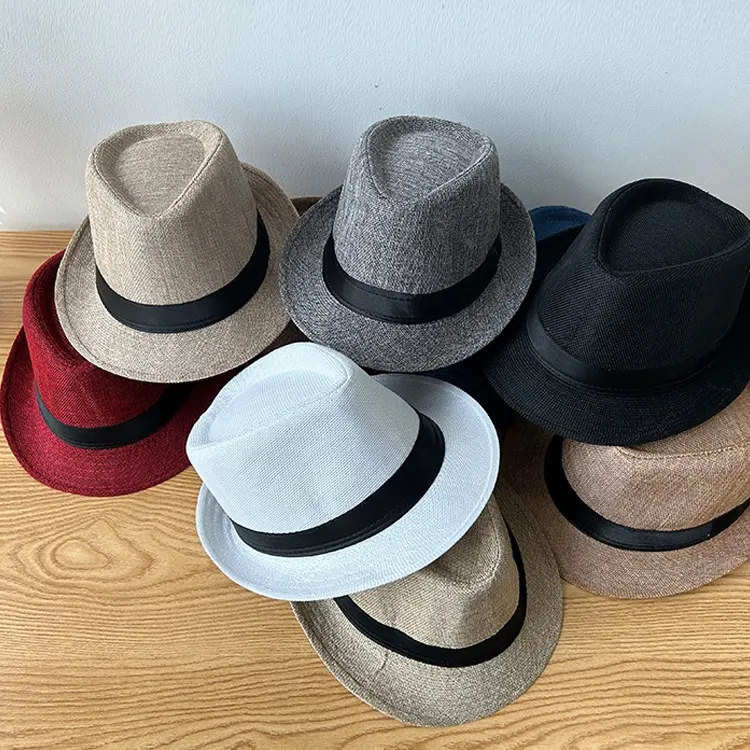 Cappelli di paglia Fedora Panama con Logo personalizzato a buon mercato per cappelli Jazz da spiaggia in erba di carta da donna