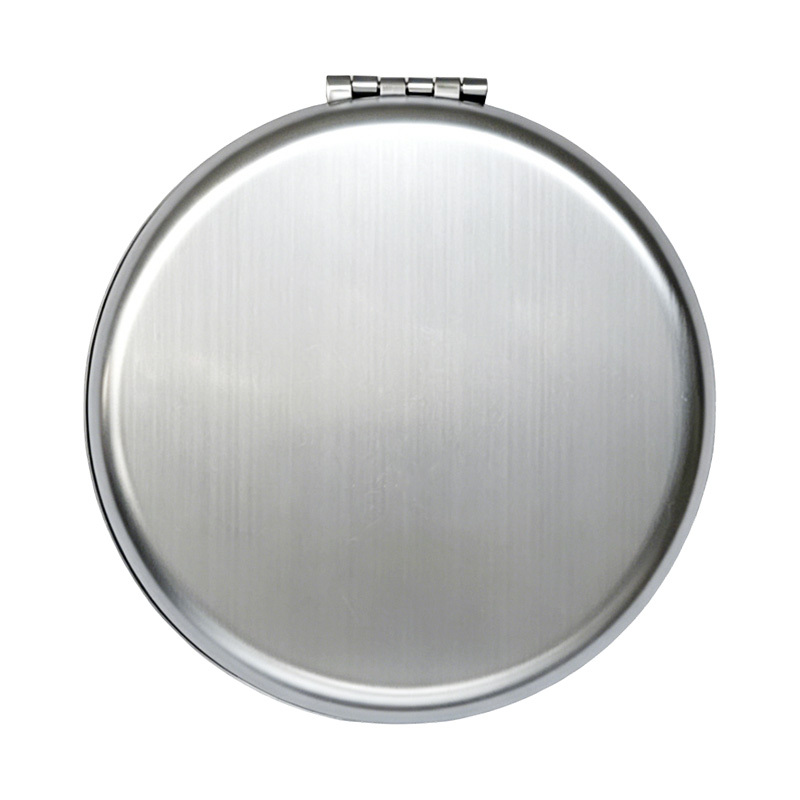 Miroir compact rond en métal argenté