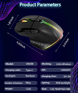 OEM Ergon omic Recharge Programmier bare Dual-LED-RGB Optical Gaming Silent Mouse Wireless für PCKeyboard-Maus - Product Image 6