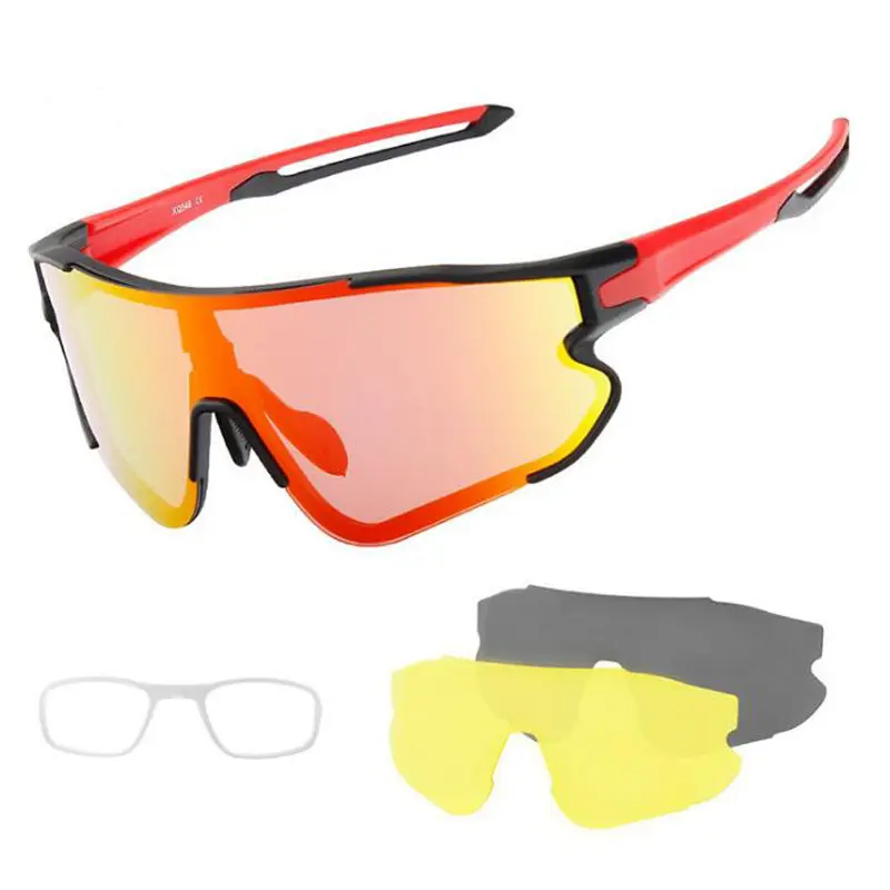 Gafas profesionales plegables para ciclismo al aire libre, lentes deportivas de visión nocturna, lentes intercambiables