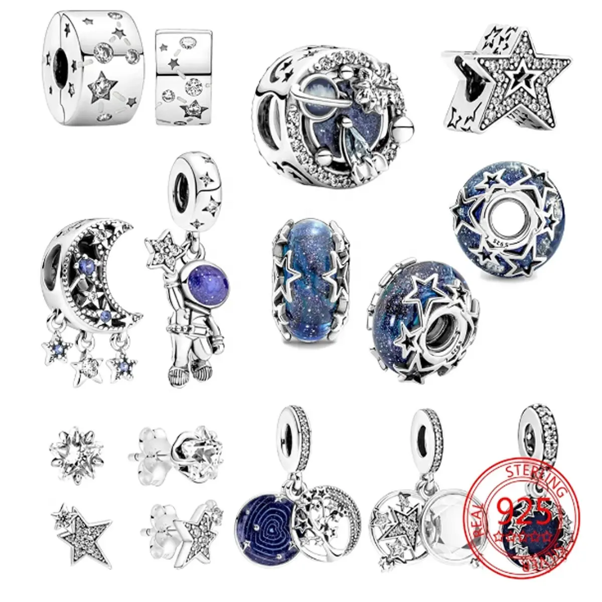Commercio all'ingrosso più nuovo design fai da te in argento sterling 925 gioielli perline stella charms fit bracciali creazione di gioielli