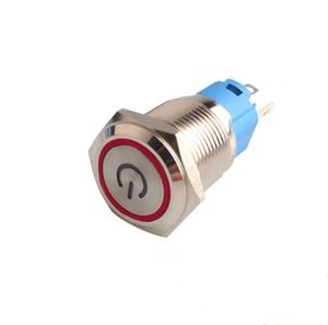 Interruttore a pulsante in metallo 16mm universale 3-24V auto-ripristinando più colori tra cui scegliere - Product Image 1