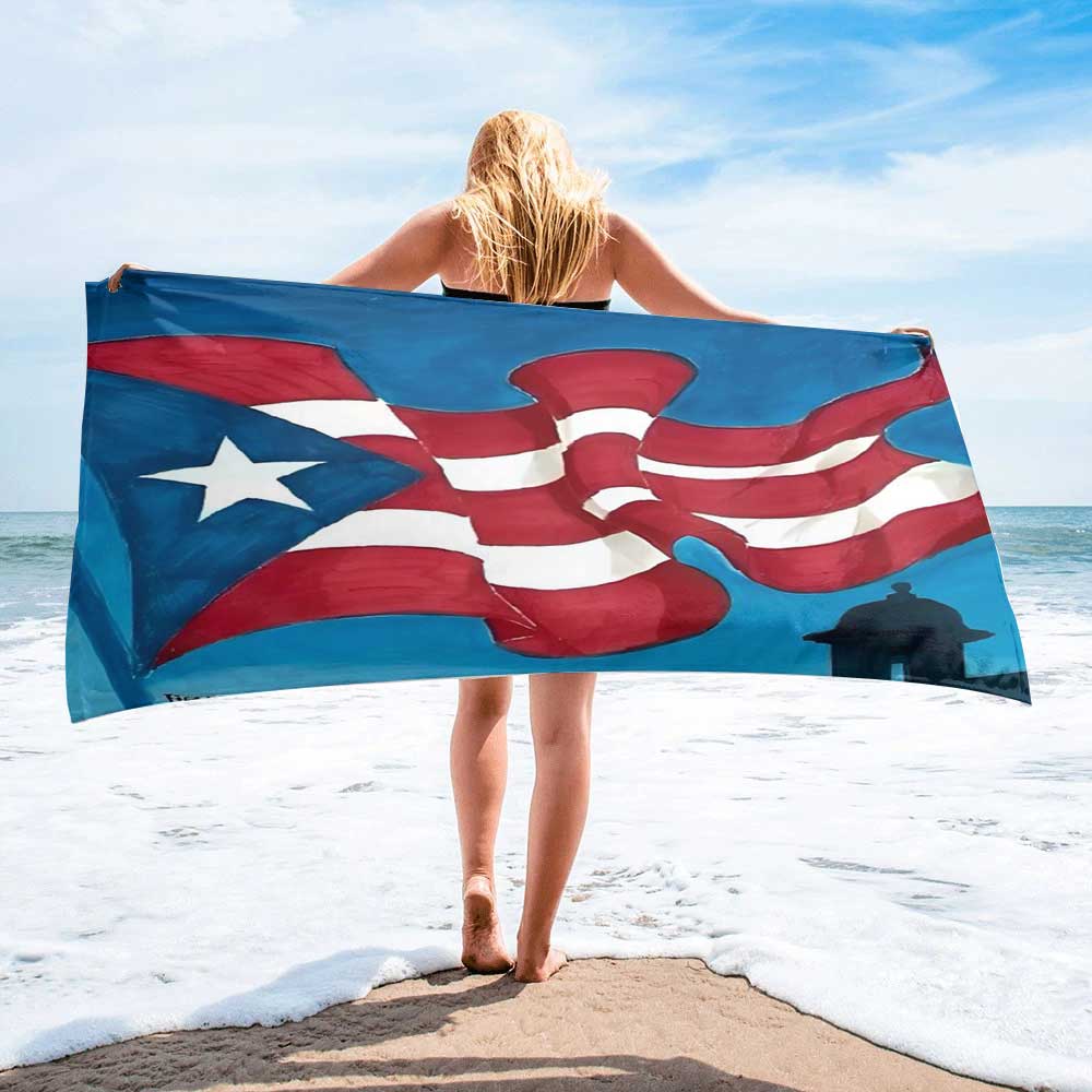 PR (1) Vibrant Red & Blue Waving Flag