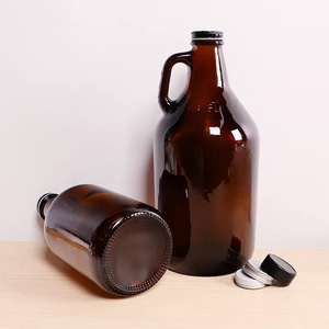 批发棕色玻璃加州酒瓶1L 2L 3L 4L油瓶储物用具带手柄玻璃酒瓶 - Product Image 4