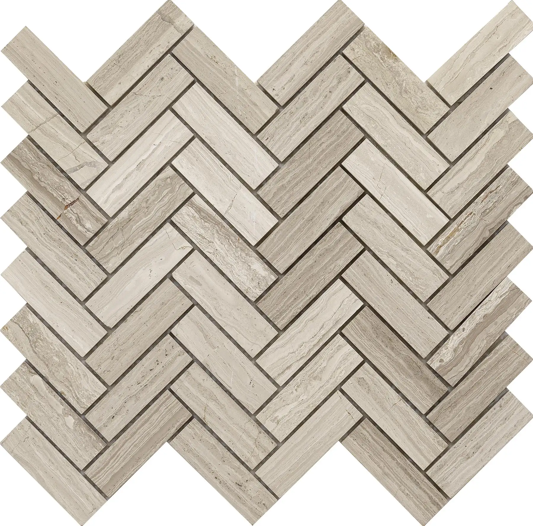 Foshan factory supply herringbone shape beige natural marble wall tile stone glass mosaics